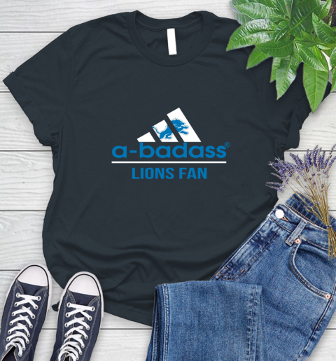 NFL A Badass Detroit Lions Fan Adidas Football Sports Women's T-Shirt 8