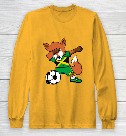 Dabbing Fox Jamaica Soccer Fans Jersey Jamaican Football Fan Long Sleeve T-Shirt 3