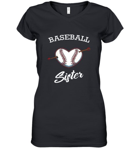 Baseball Sister Softball Lover Proud Supporter Coach Player Women's V-Neck T-Shirt