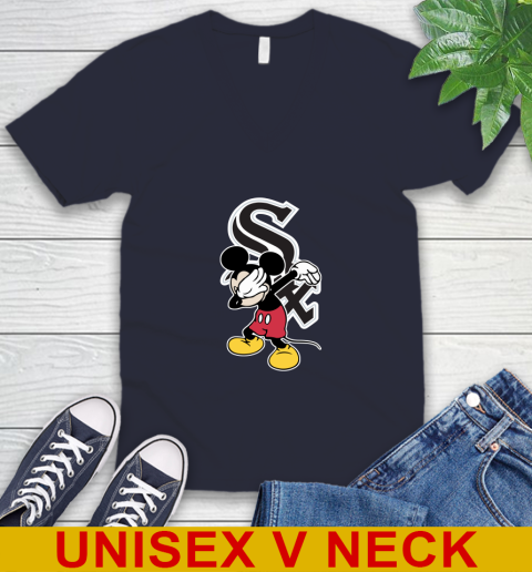 Chicago White Sox MLB Baseball Dabbing Mickey Disney Sports V-Neck T-Shirt 3