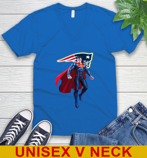 NFL Superman DC Sports Football New England Patriots V-Neck T-Shirt 6