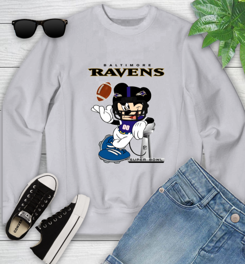 NFL Baltimore Ravens Mickey Mouse Disney Super Bowl Football T Shirt Youth Sweatshirt 4