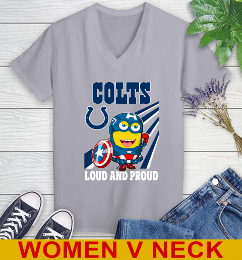 NFL Football Indianapolis Colts Captain America Marvel Avengers Minion Shirt Women's V-Neck T-Shirt 4
