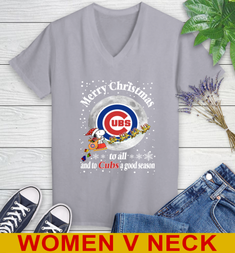 Chicago Cubs Merry Christmas To All And To Cubs A Good Season MLB Baseball Sports Women's V-Neck T-Shirt 4