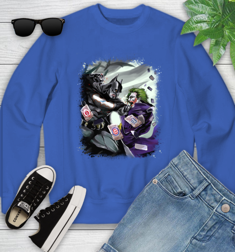 Los Angeles Dodgers MLB Baseball Batman Fighting Joker DC Comics Youth Sweatshirt - Image 9
