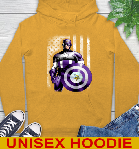 Minnesota Vikings NFL Football Captain America Marvel Avengers American Flag Shirt Hoodie 2