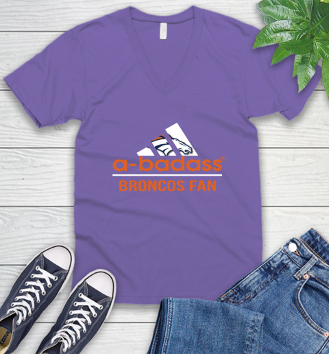 Denver Broncos NFL Football A Badass Adidas Adoring Fan Sports V-Neck T-Shirt 8