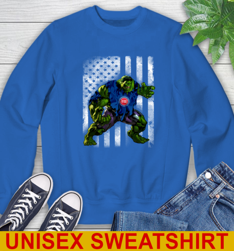 Detroit Pistons Hulk Marvel Avengers NBA Basketball American Flag Sweatshirt 11