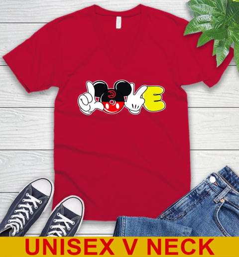Atlanta Hawks NBA Basketball Love Mickey Disney Sports V-Neck T-Shirt 7