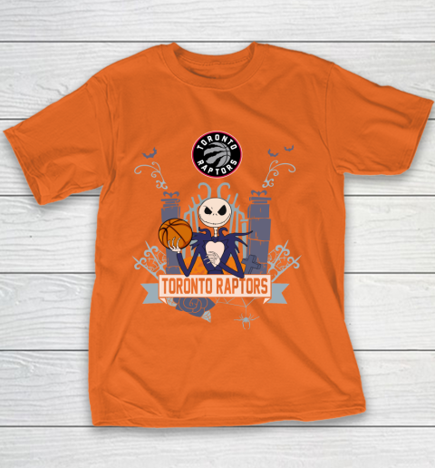 NBA Toronto Raptors Basketball Jack Skellington Halloween Youth T-Shirt 4