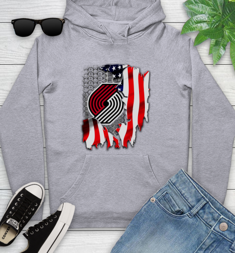 Portland Trail Blazers NBA Basketball American Flag Youth Hoodie 6