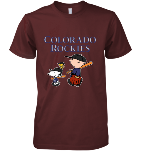 Colorado Rockies Let's Play Baseball Together Snoopy MLB Premium Men's T-Shirt