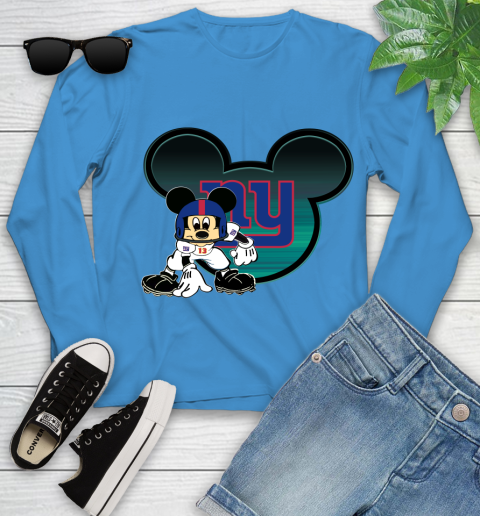 NFL New York Giants Mickey Mouse Disney Football T Shirt Youth Long Sleeve 7