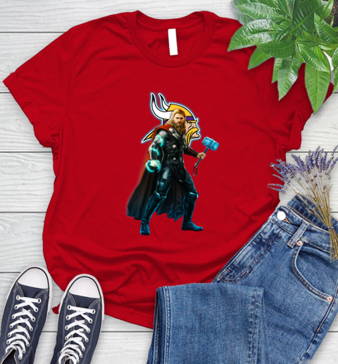 NFL Thor Avengers Endgame Football Minnesota Vikings Women's T-Shirt 9