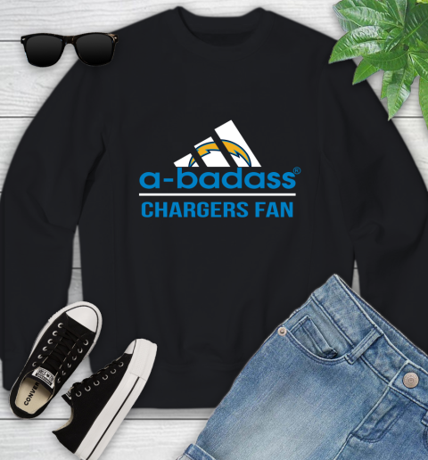 NFL A Badass Los Angeles Chargers Fan Adidas Football Sports Youth Sweatshirt