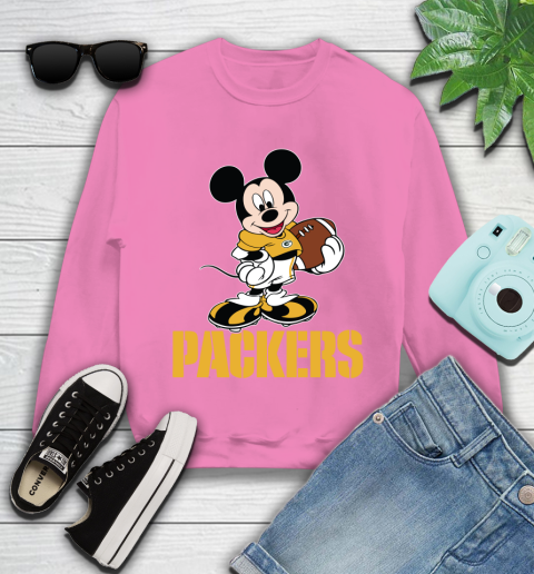 NFL Football Green Bay Packers Cheerful Mickey Mouse Shirt Youth Sweatshirt 6