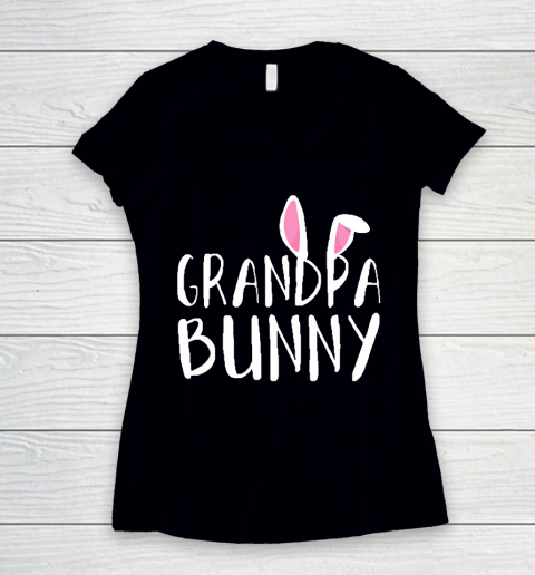 Grandpa Funny Gift Apparel  Grandpa Bunny Paps Family Matching Easter Women's V-Neck T-Shirt