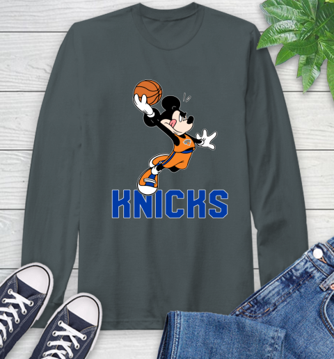 NBA Basketball New York Knicks Cheerful Mickey Mouse Shirt Long Sleeve T-Shirt 7