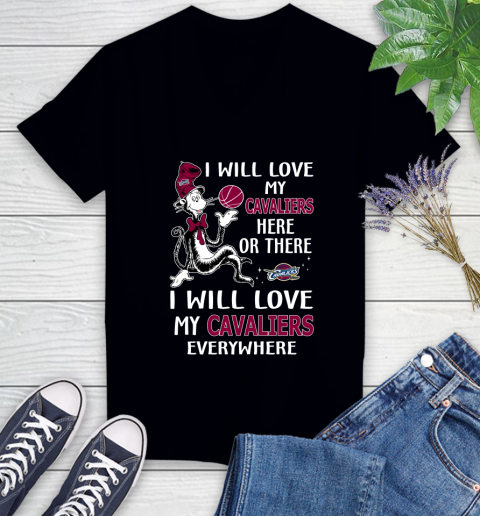 NBA Basketball Cleveland Cavaliers I Will Love My Cavaliers Everywhere Dr Seuss Shirt Women's V-Neck T-Shirt