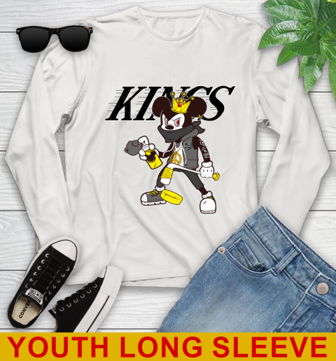 Los Angeles Kings NHL Hockey Mickey Peace Sign Sports Youth Long Sleeve 12