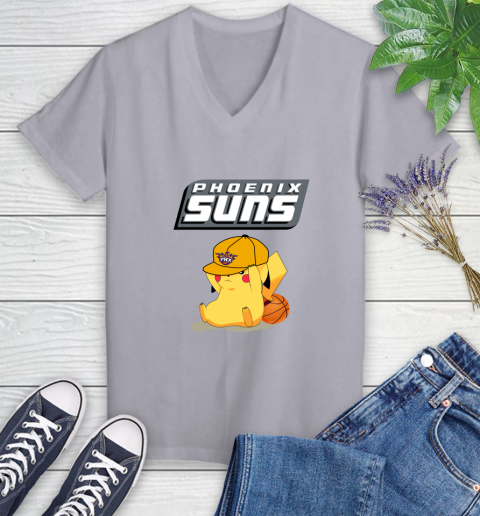 NBA Pikachu Basketball Sports Phoenix Suns Women's V-Neck T-Shirt 4