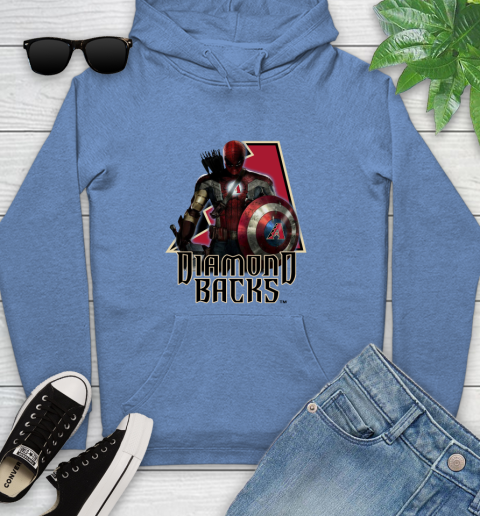 MLB Captain America Thor Spider Man Hawkeye Avengers Endgame Baseball Arizona Diamondbacks Youth Hoodie 12