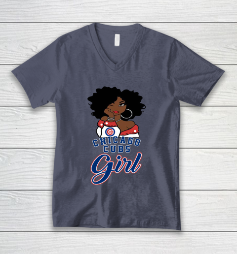 Chicago Cubs Girl MLB V-Neck T-Shirt - Image 9