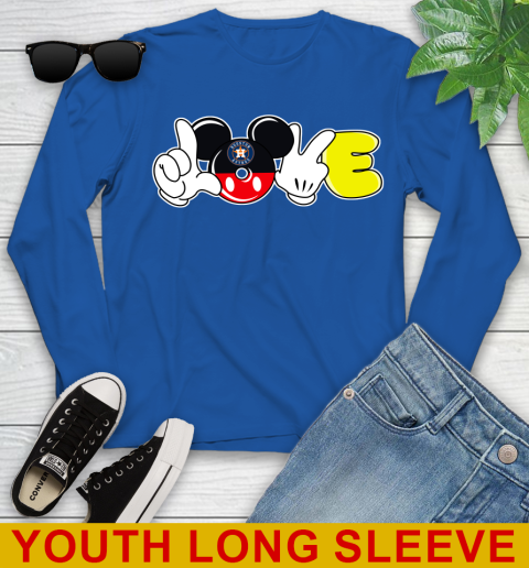 Houston Astros MLB Baseball Love Mickey Disney Sports Youth Long Sleeve 10