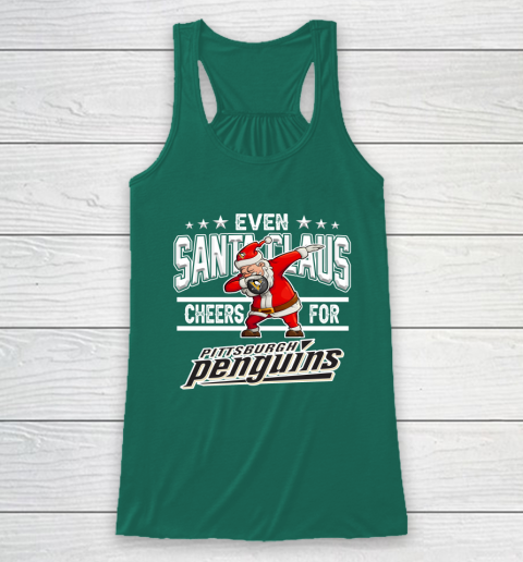 Pittsburgh Penguins Even Santa Claus Cheers For Christmas NHL Racerback Tank 5