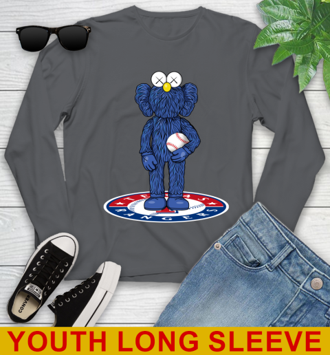 MLB Baseball Texas Rangers Kaws Bff Blue Figure Shirt Youth Long Sleeve 10 MLB Baseball Texas Rangers Kaws Bff Blue Figure Shirt Youth Long Sleeve - Image 10
