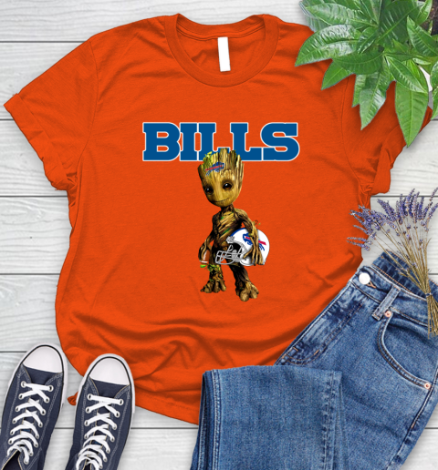 Buffalo Bills NFL Football Groot Marvel Guardians Of The Galaxy Women's T-Shirt 4