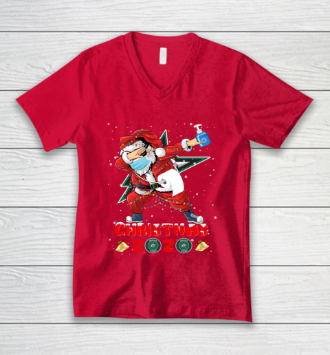Dallas Stars Funny Santa Claus Dabbing Christmas 2020 NHL V-Neck T-Shirt 6