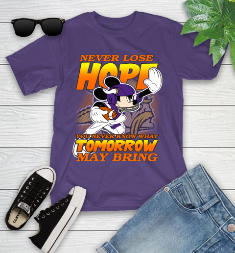 Minnesota Vikings NFL Football Mickey Disney Never Lose Hope Youth T-Shirt 3