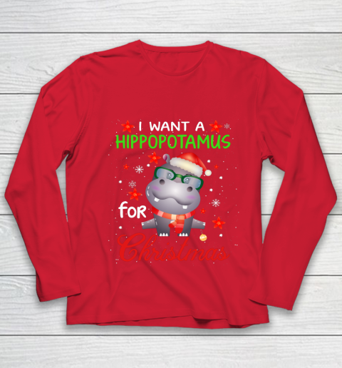 I Want A Hippopotamus For Christmas Funny Hippo Gifts Youth Long Sleeve 8