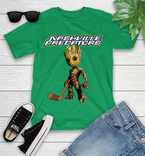 Nashville Predators NHL Hockey Groot Marvel Guardians Of The Galaxy Youth T-Shirt 6