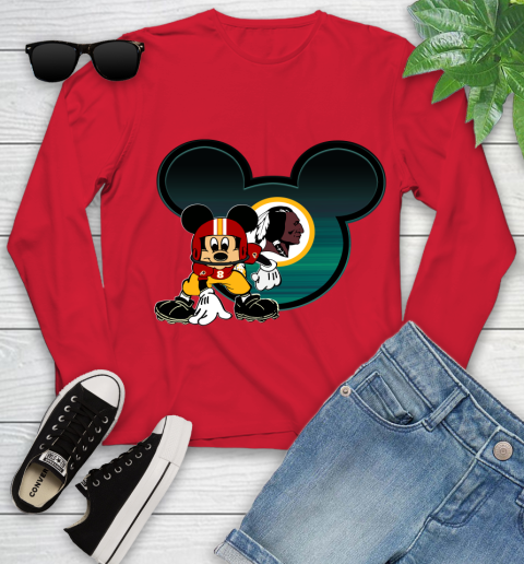 NFL Washington Redskins Mickey Mouse Disney Football T Shirt Youth Long Sleeve 11