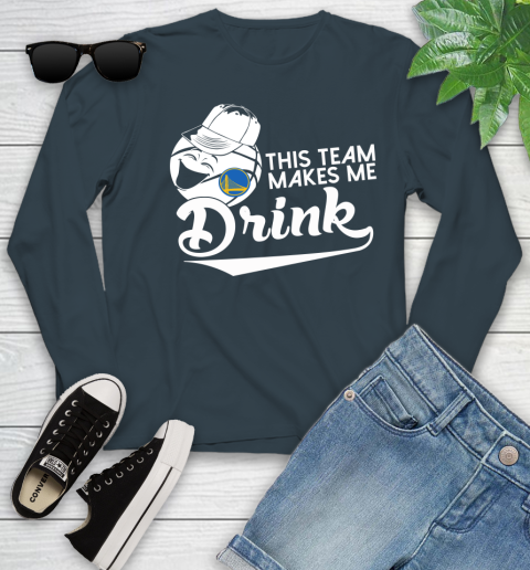 Golden State Warriors NBA Basketball This Team Makes Me Drink Adoring Fan Youth Long Sleeve 9