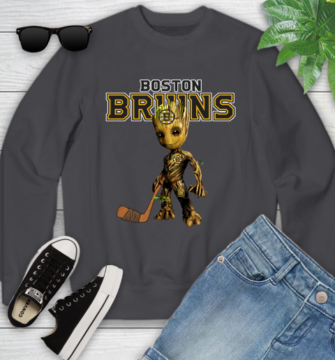 Boston Bruins NHL Hockey Groot Marvel Guardians Of The Galaxy Youth Sweatshirt 6