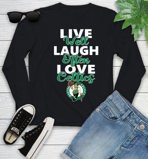 NBA Basketball Boston Celtics Live Well Laugh Often Love Shirt Youth Long Sleeve