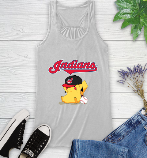 MLB Pikachu Baseball Sports Cleveland Indians Racerback Tank