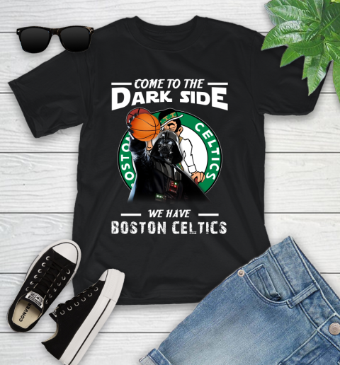 NBA Come To The Dark Side We Have Boston Celtics Star Wars Darth Vader Basketball Youth T-Shirt