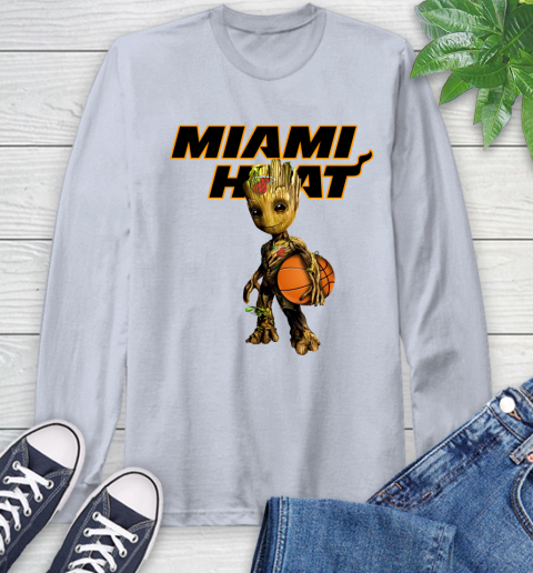 Miami Heat NBA Basketball Groot Marvel Guardians Of The Galaxy Long Sleeve T-Shirt 6