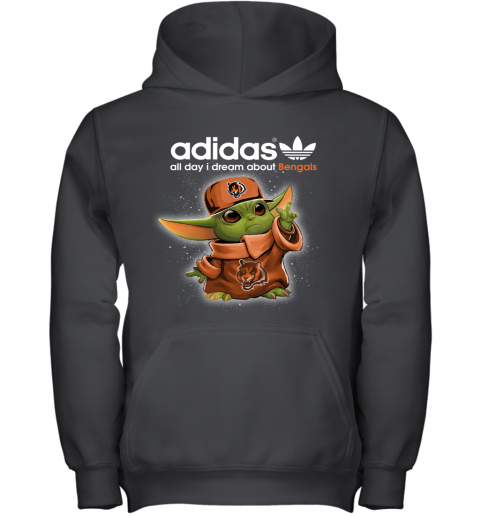 Baby Yoda Adidas All Day I Dream About CIncinnati Bengals Youth Hoodie