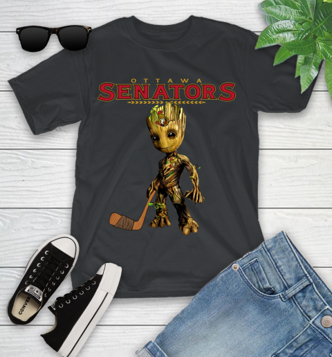 Ottawa Senators NHL Hockey Groot Marvel Guardians Of The Galaxy Youth T-Shirt 2