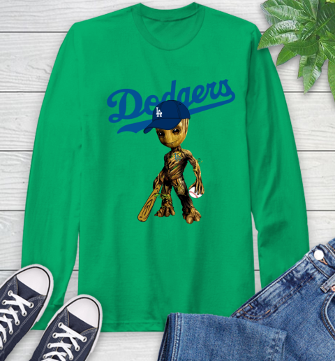 MLB Los Angeles Dodgers Groot Guardians Of The Galaxy Baseball Long Sleeve T-Shirt 7