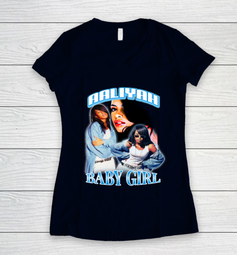 Aaliyah T Shirt Baby Girl Women's V-Neck T-Shirt 2