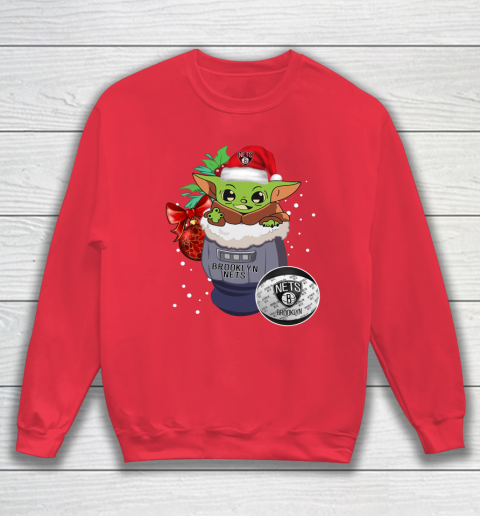Brooklyn Nets Christmas Baby Yoda Star Wars Funny Happy NBA Sweatshirt 8