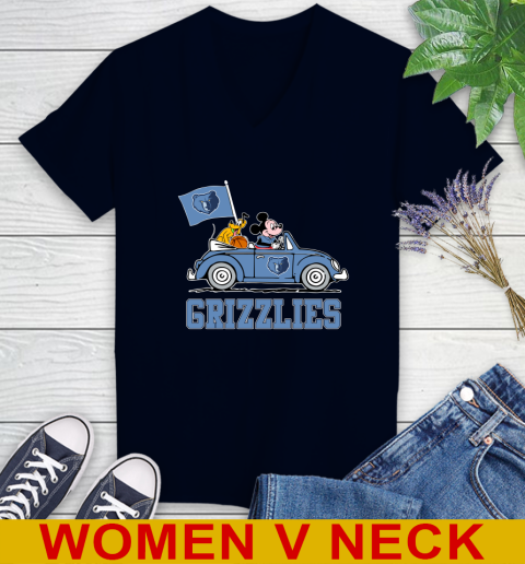 NBA Basketball Memphis Grizzlies Pluto Mickey Driving Disney Shirt Women's V-Neck T-Shirt 4 NBA Basketball Memphis Grizzlies Pluto Mickey Driving Disney Shirt Women's V-Neck T-Shirt - Image 4