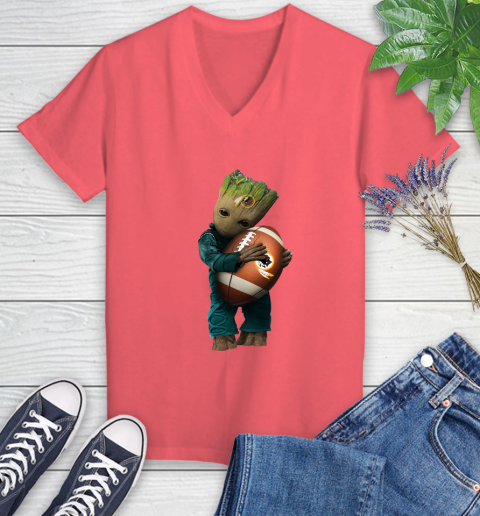 NFL Groot Guardians Of The Galaxy Football Sports Washington Redskins Women's V-Neck T-Shirt 6