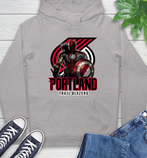 Portland Trail Blazers NBA Basketball Captain America Thor Spider Man Hawkeye Avengers Hoodie 12